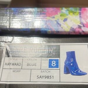 Cape Robbin Glossy Blue Block Heel Boots